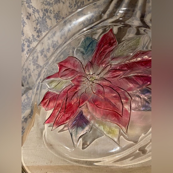 Vintage 13.5” Poinsettia Serving Plate Platter Christmas - Picture 6 of 6
